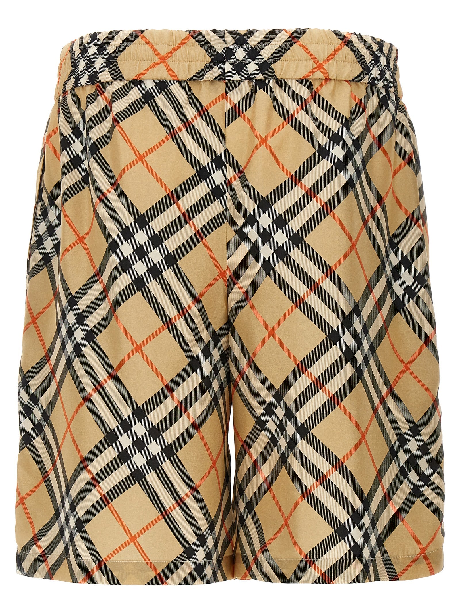 Check silk bermuda shorts Beige Mulberry Bermuda