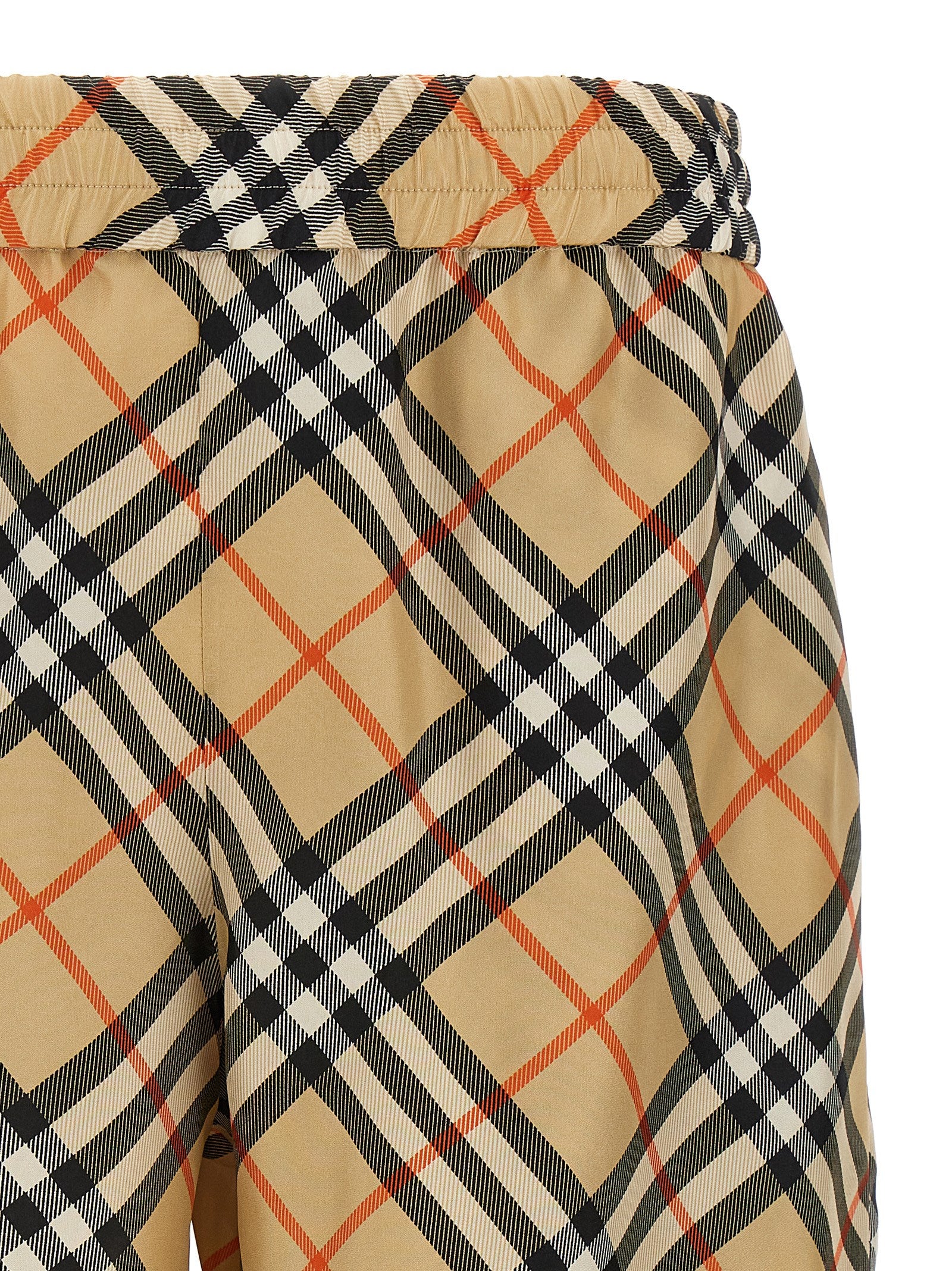 Check silk bermuda shorts Beige Mulberry Bermuda