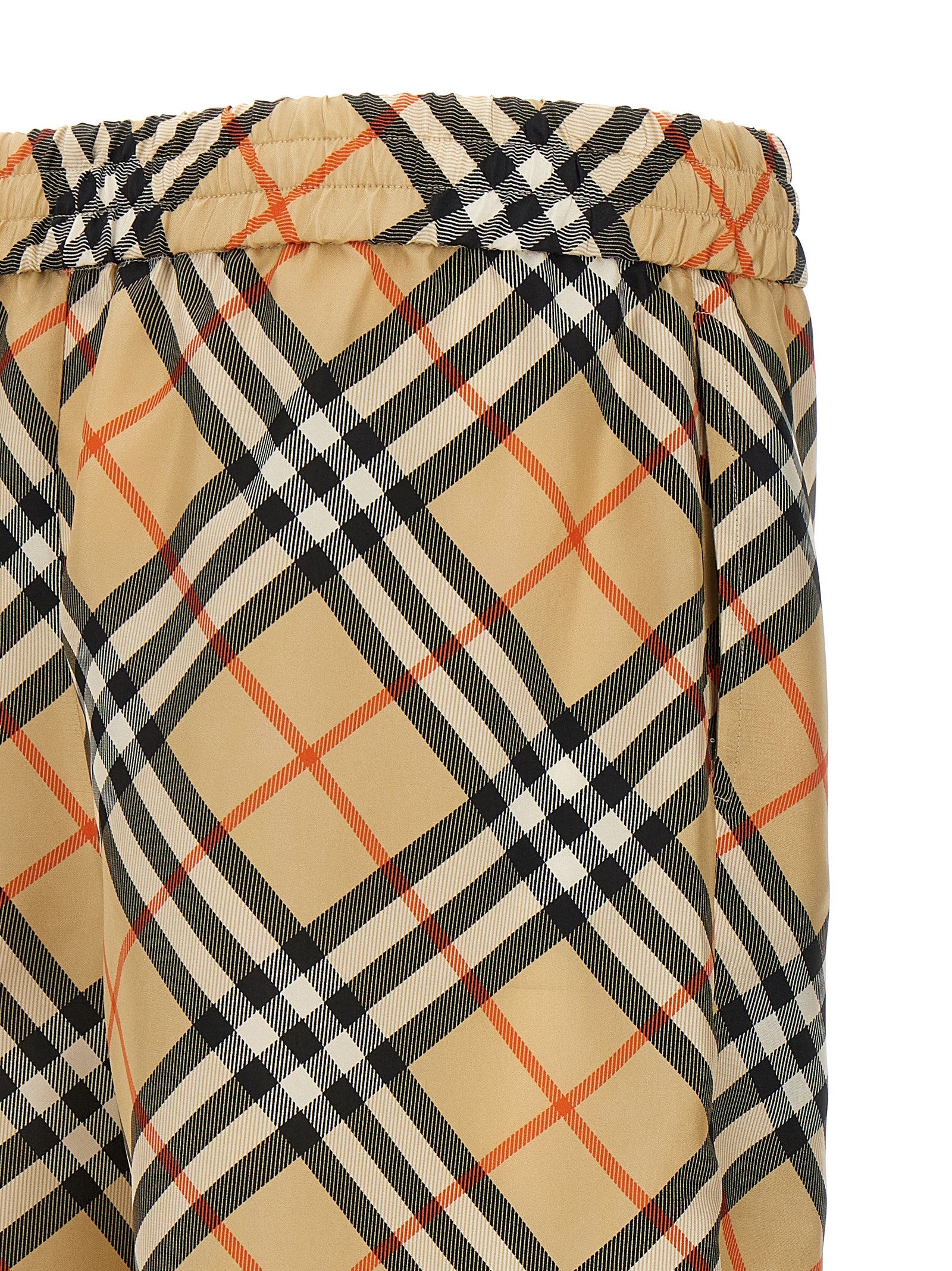 Check silk bermuda shorts Beige Mulberry Bermuda