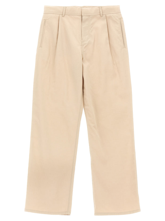 Logo embroidery pants Beige Lyocell