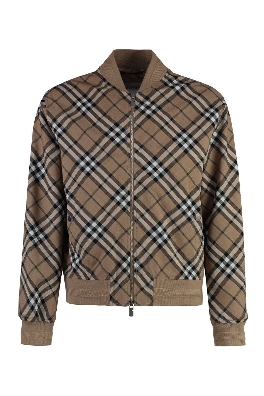 Wool Bomber-Style Jacket Beige Bomber
