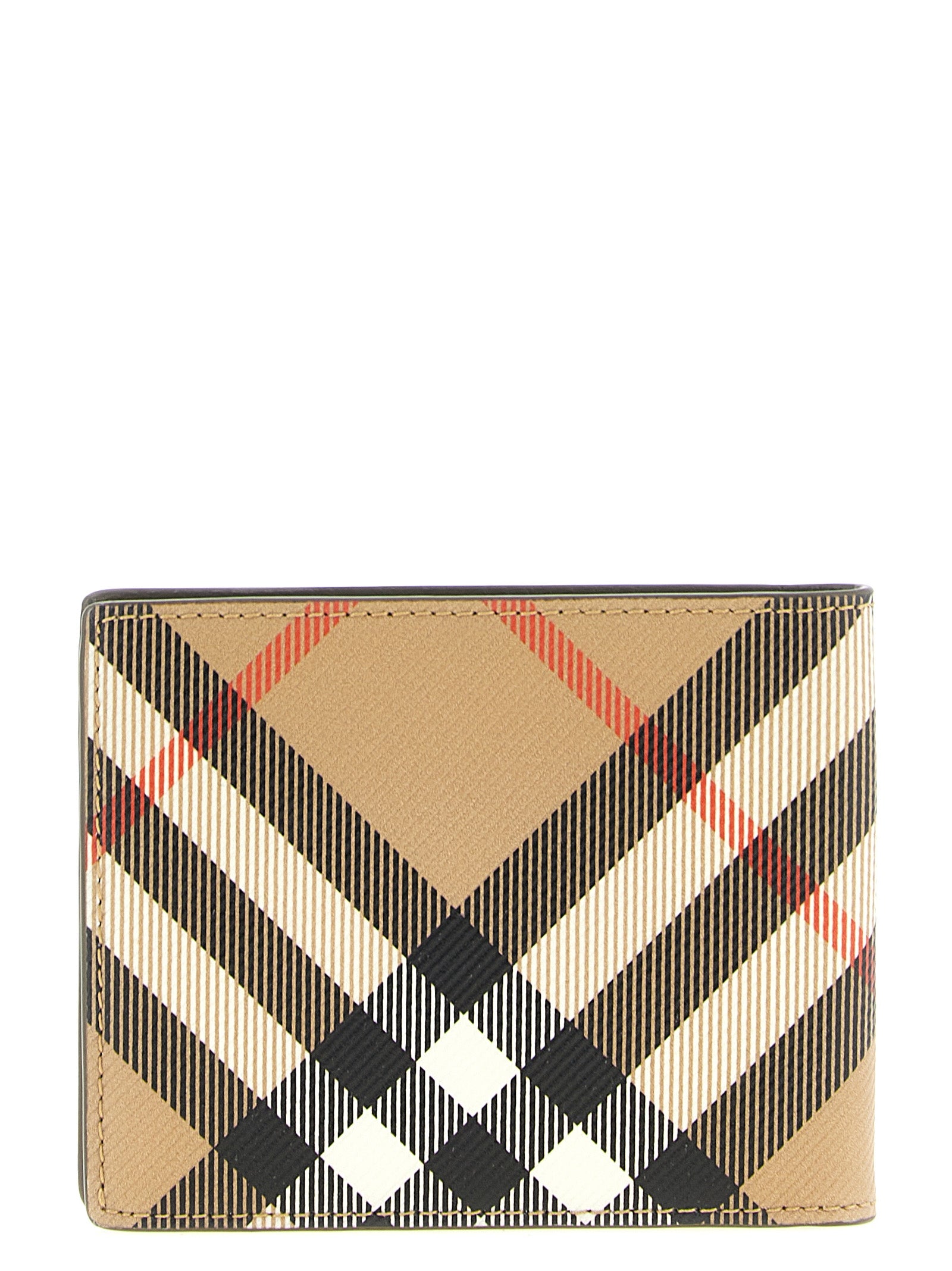 Burberry Check wallet Beige Polyurethane Polyester Cotton Wallets, Card Holders
