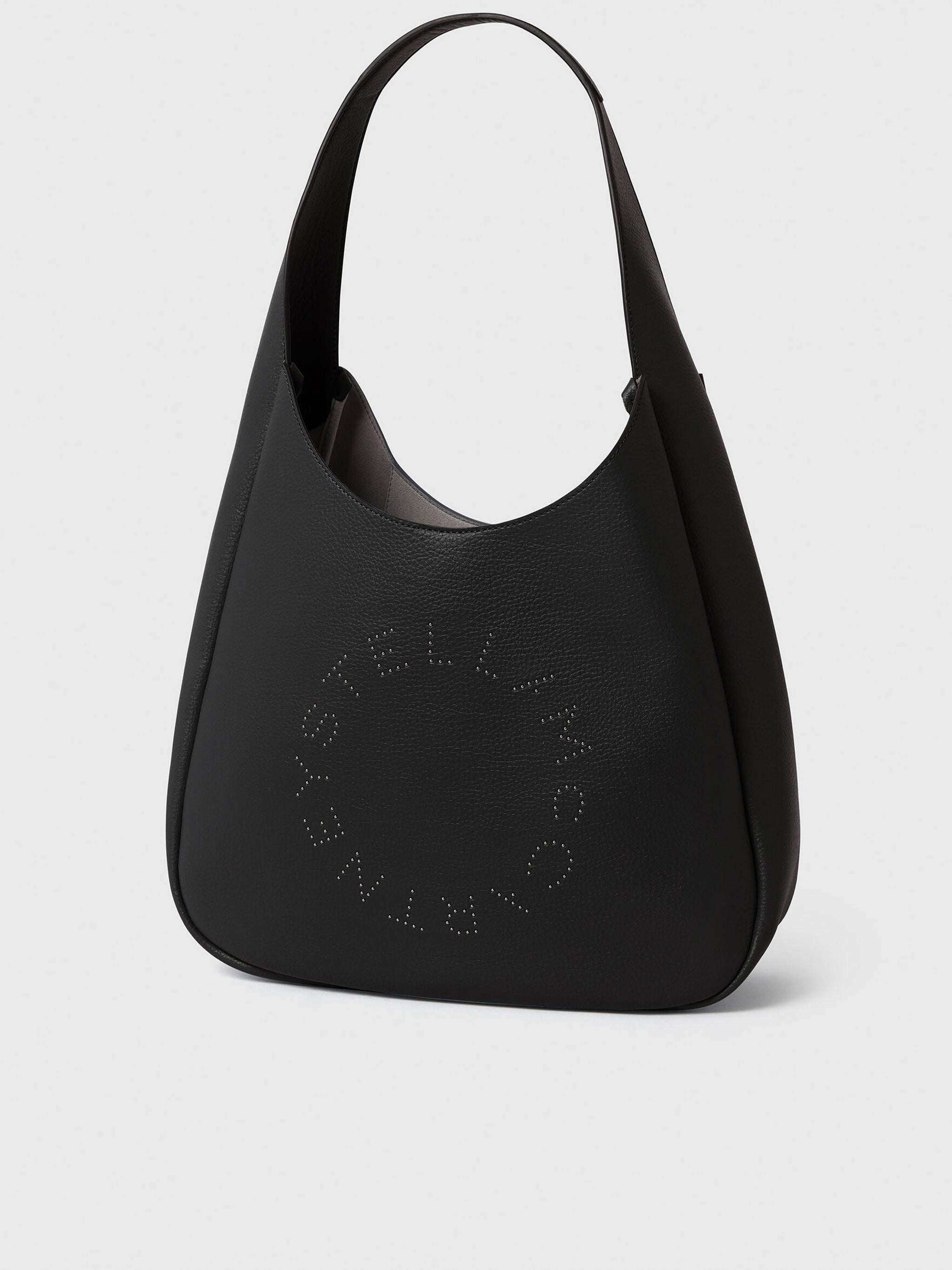 Large Hobo Bag Eco Embossed Grainy Black Borsa