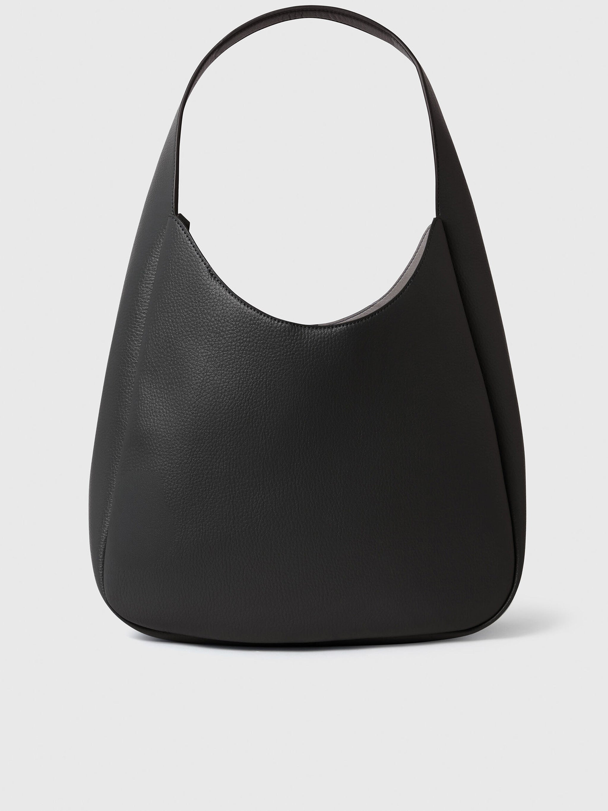 Large Hobo Bag Eco Embossed Grainy Black Borsa