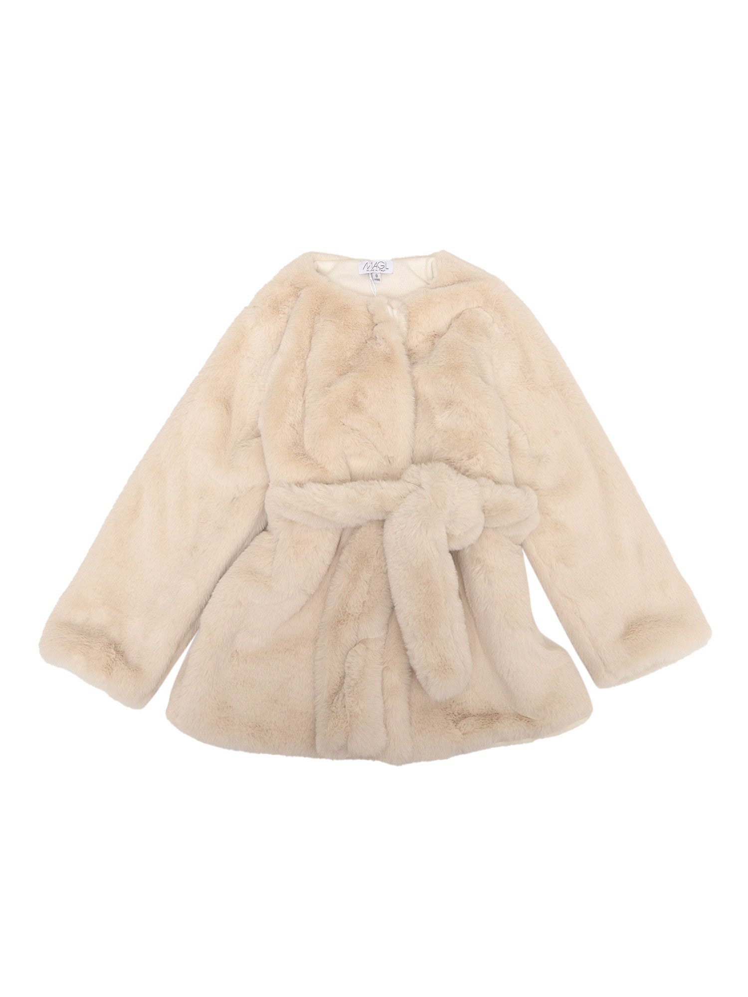 Belted Eco-Fur Jacket White Ecofur