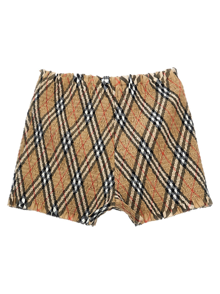 Smock stitch bermuda shorts Beige Cotton Bermuda