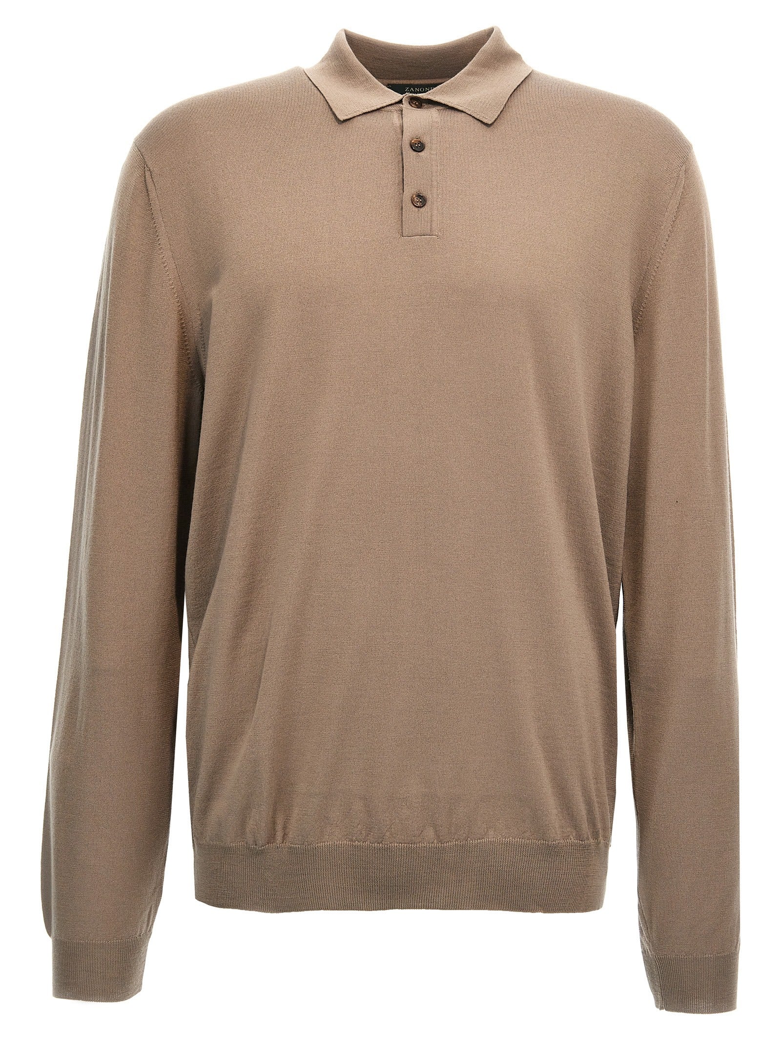 Wool polo shirt Beige Virgin Polyamide