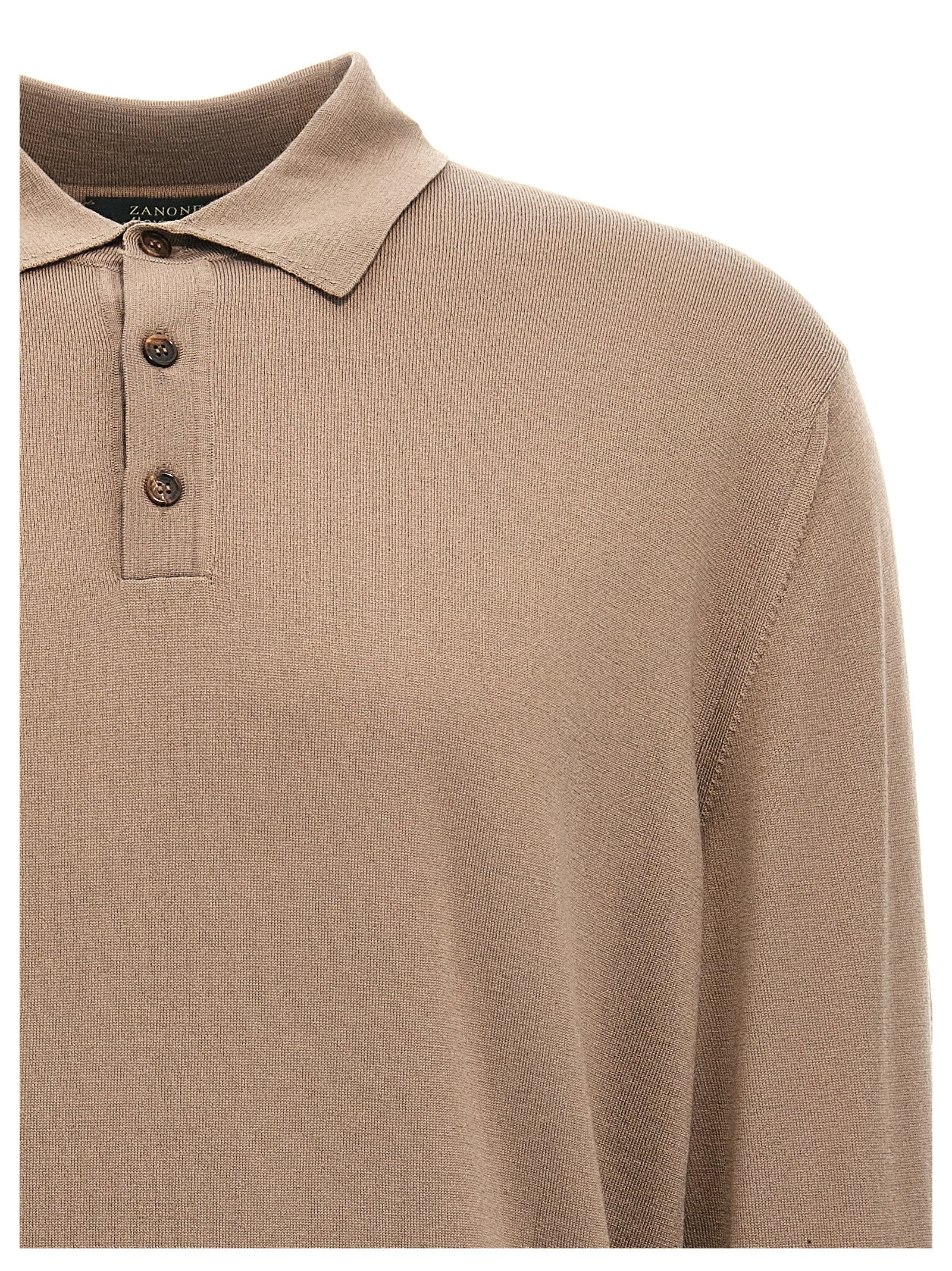 Wool polo shirt Beige Virgin Polyamide