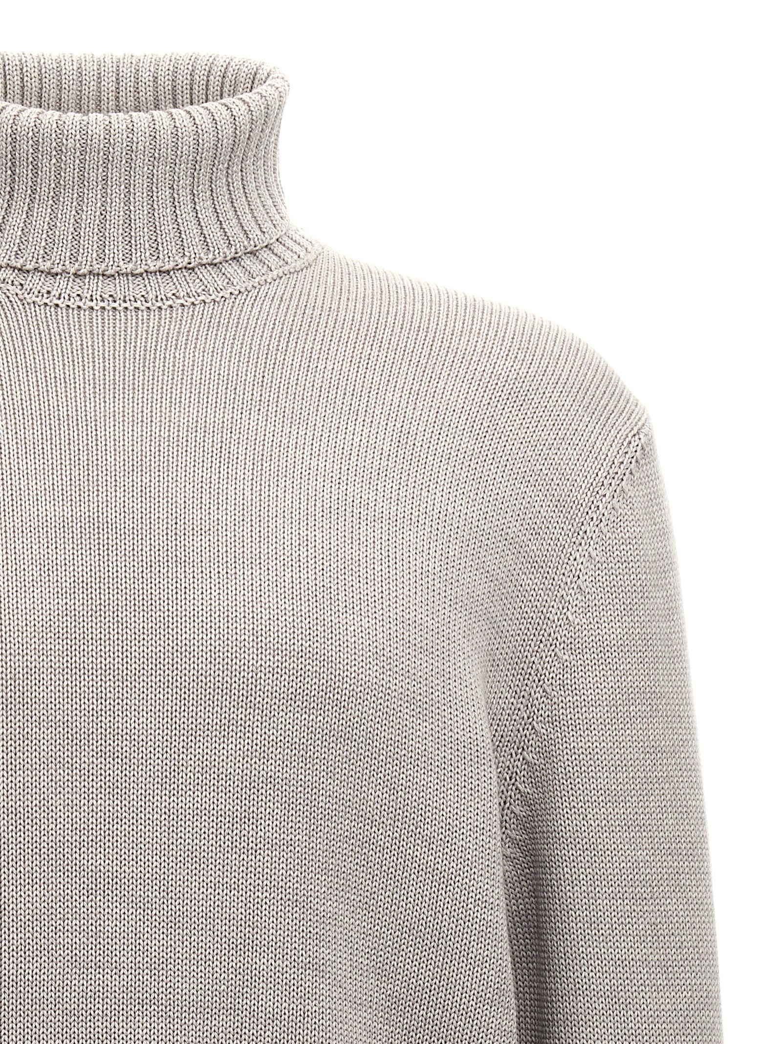 Turtle-Neck Sweater Gray Virgin Wool Sweater, Cardigans
