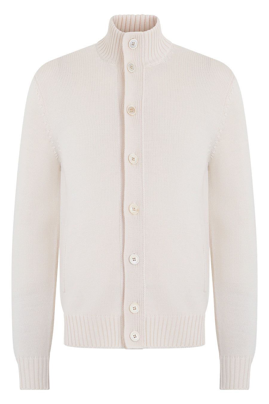 Cardigan With Collar Latte Virgin Wool Cardigans