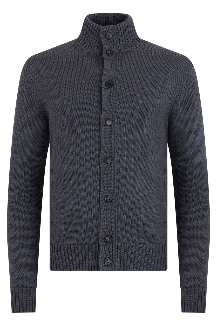 Virgin Wool Cardigan With Lapel Collar Anthracite Cardigans
