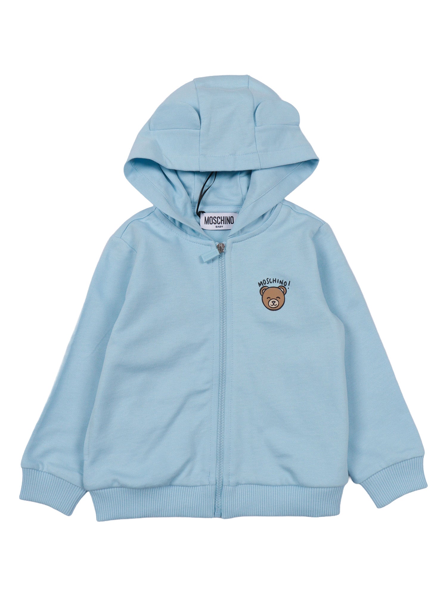 ZIPPED HOODIE Blue Cotton Sweatshirt