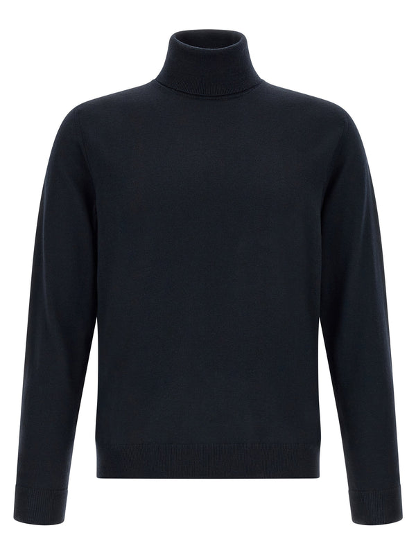 Zanone Virgin Wool Turtleneck Sweater — Navy