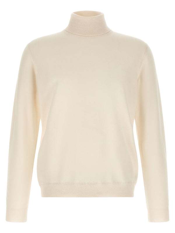 Zanone Virgin Wool Turtleneck Sweater — Cream
