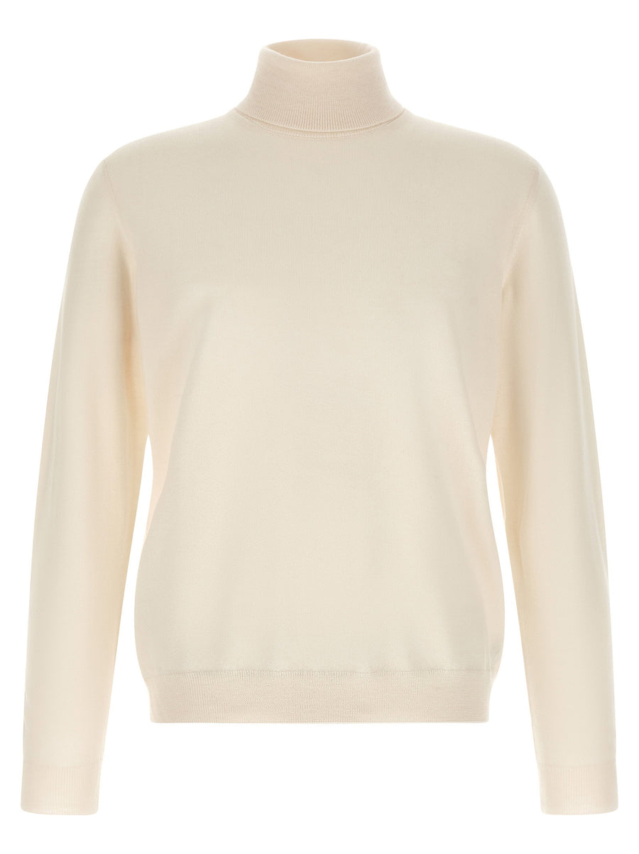 Zanone Virgin Wool Turtleneck Sweater — Cream