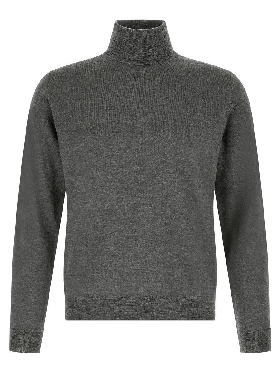 Zanone Virgin Wool Turtleneck Sweater — Anthracite