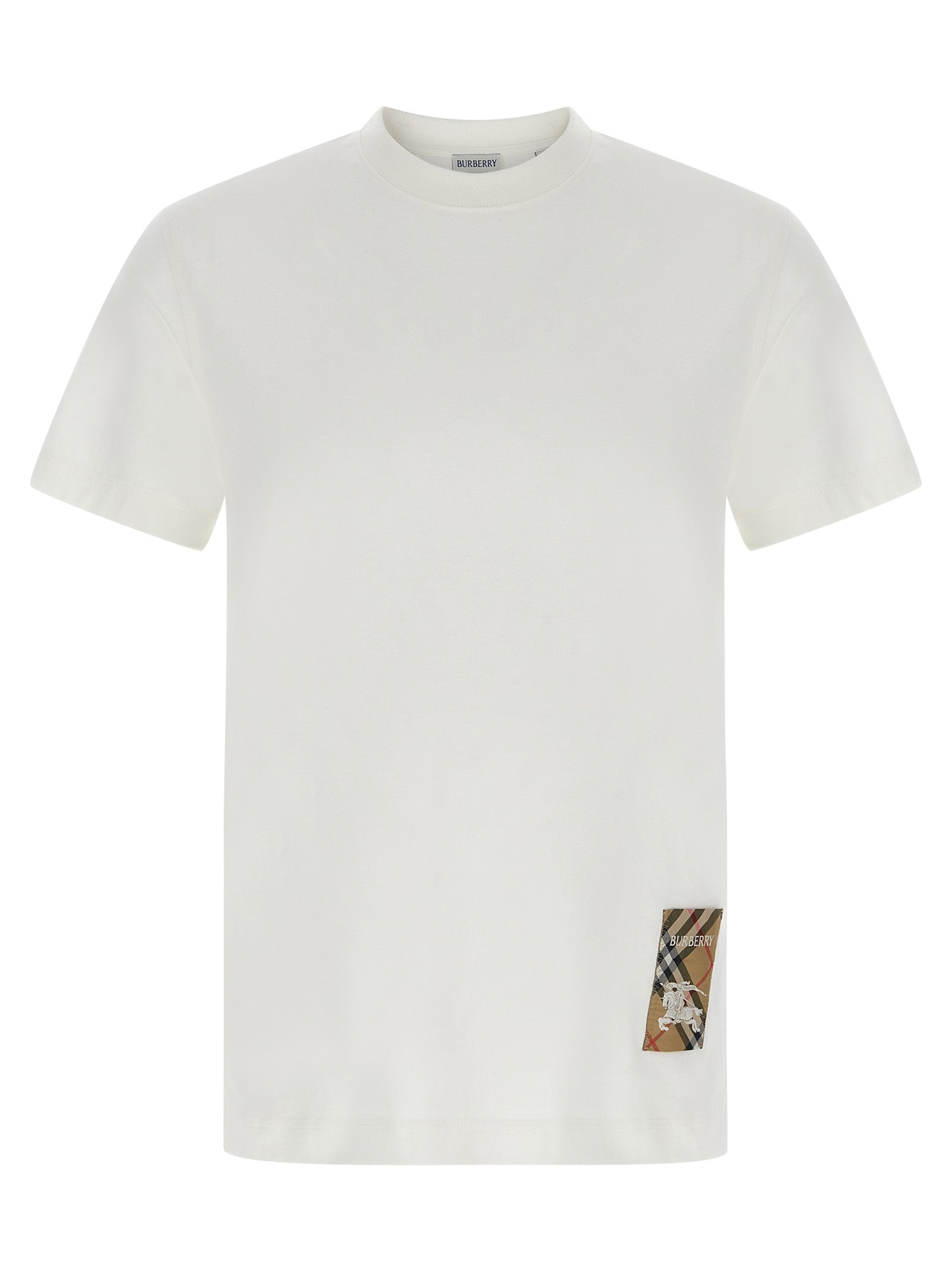 Burberry Check patch T-shirt White Cotton