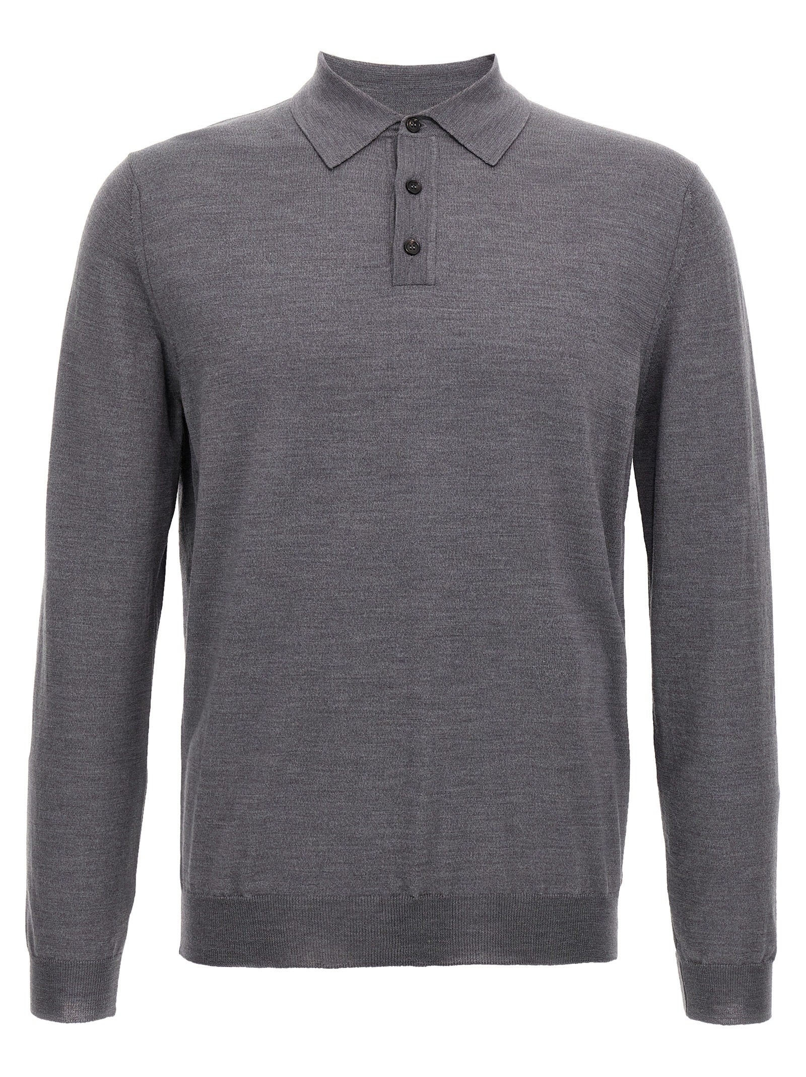 Virgin wool polo shirt Gray Polyamide