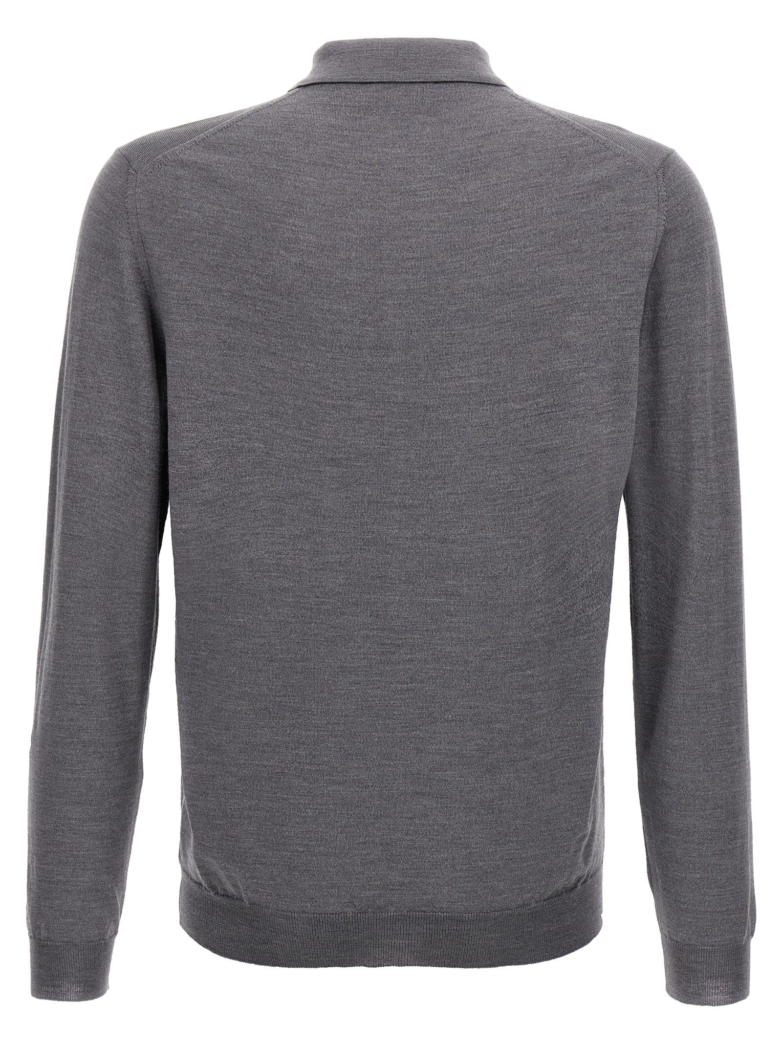 Virgin wool polo shirt Gray Polyamide