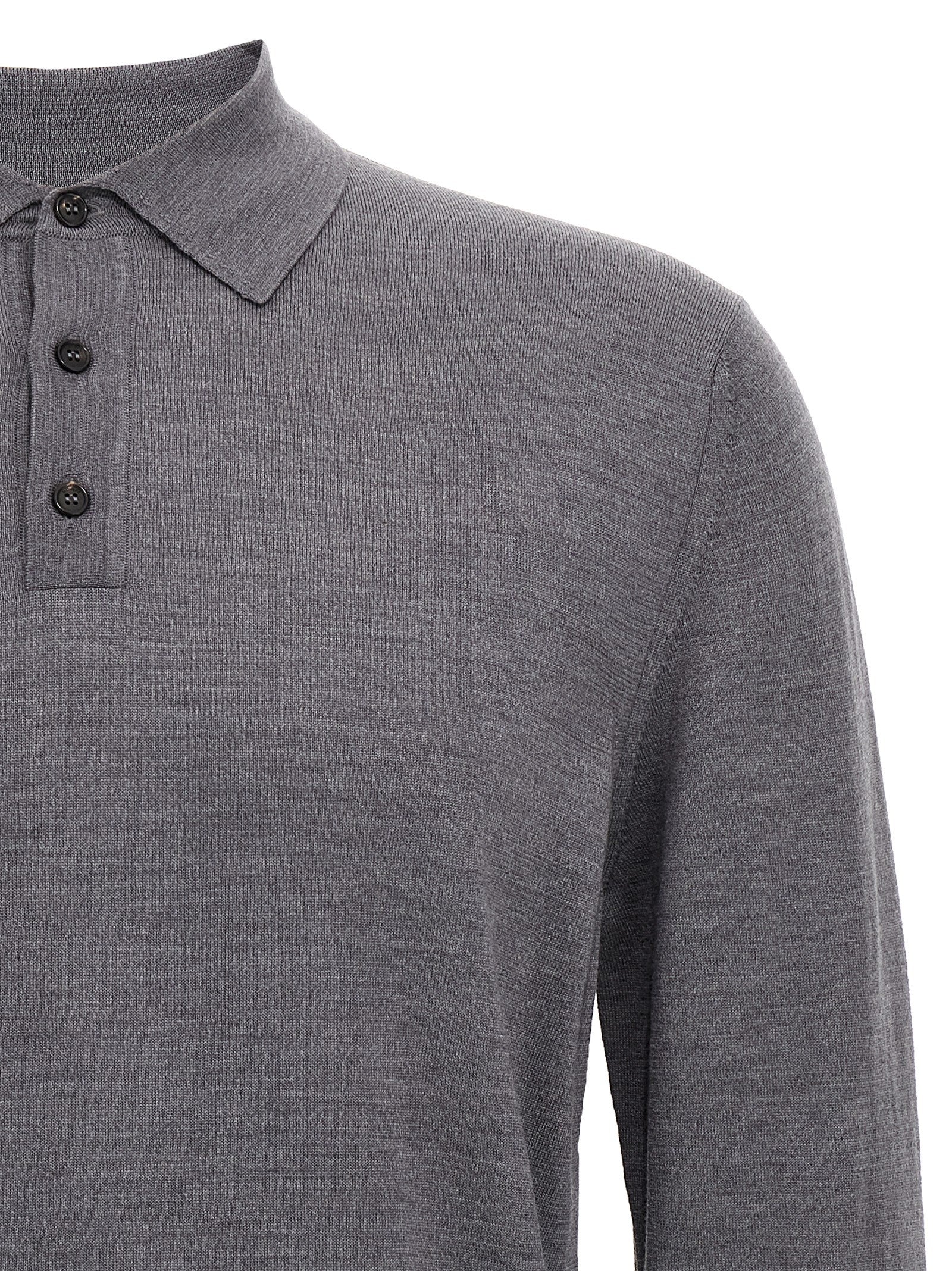 Virgin wool polo shirt Gray Polyamide