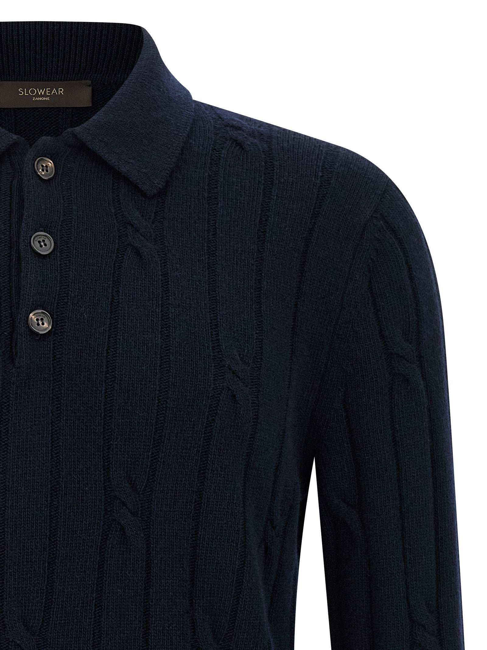 Cashmere polo shirt Blue Virgin Wool Cachemire