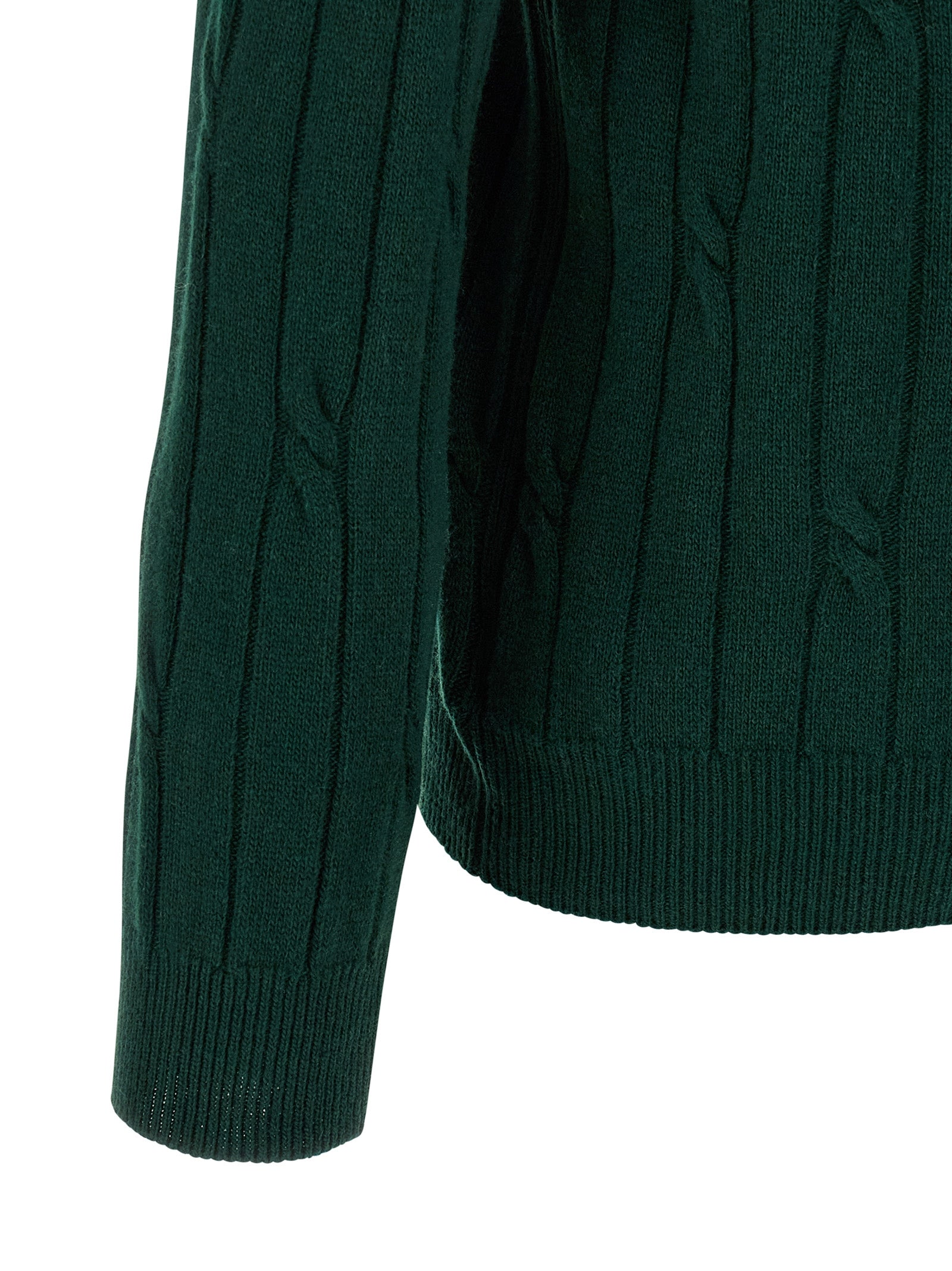 Braided wool polo shirt Green Virgin Cachemire