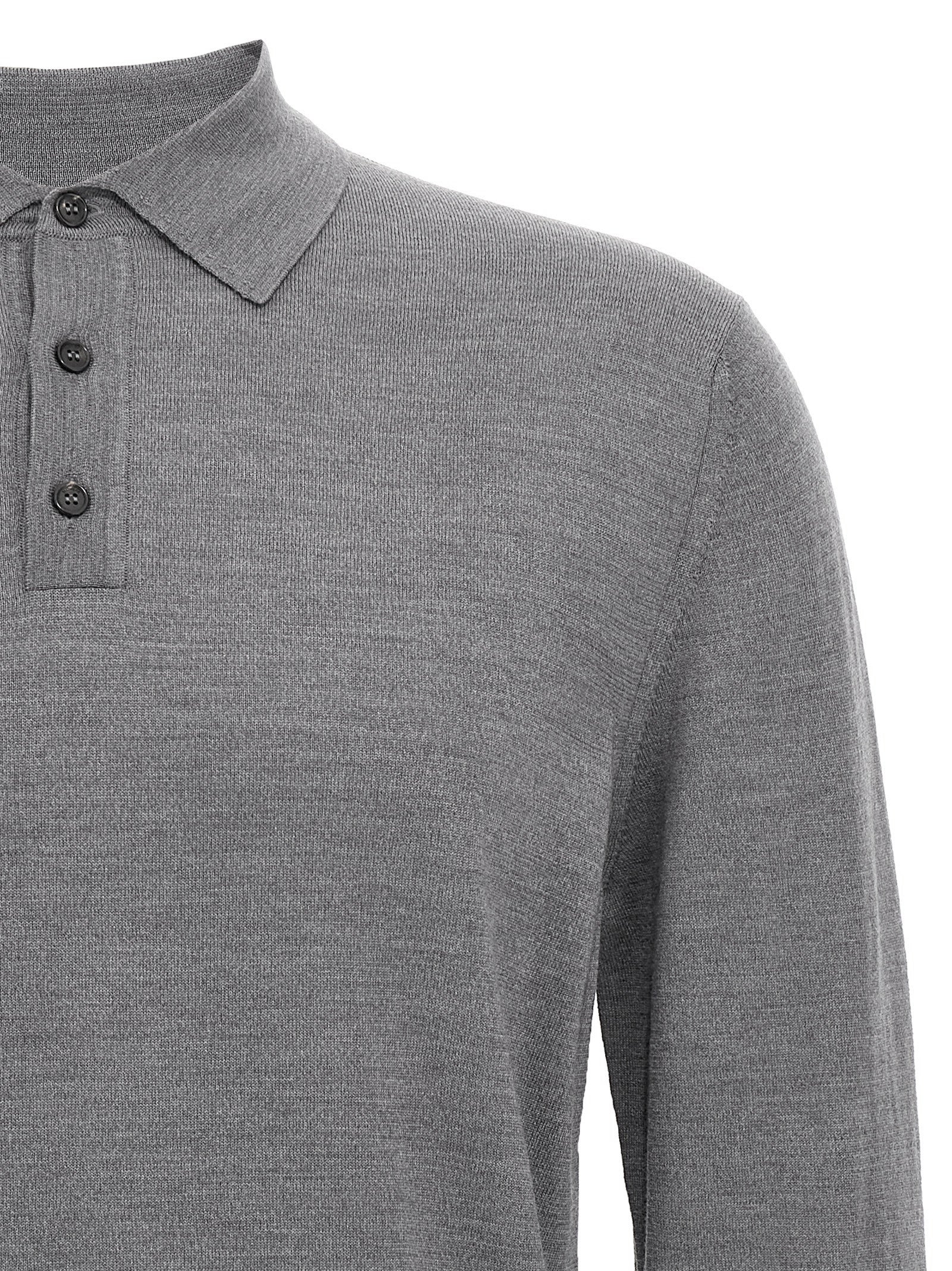 Virgin wool polo shirt Gray Cachemire Silk