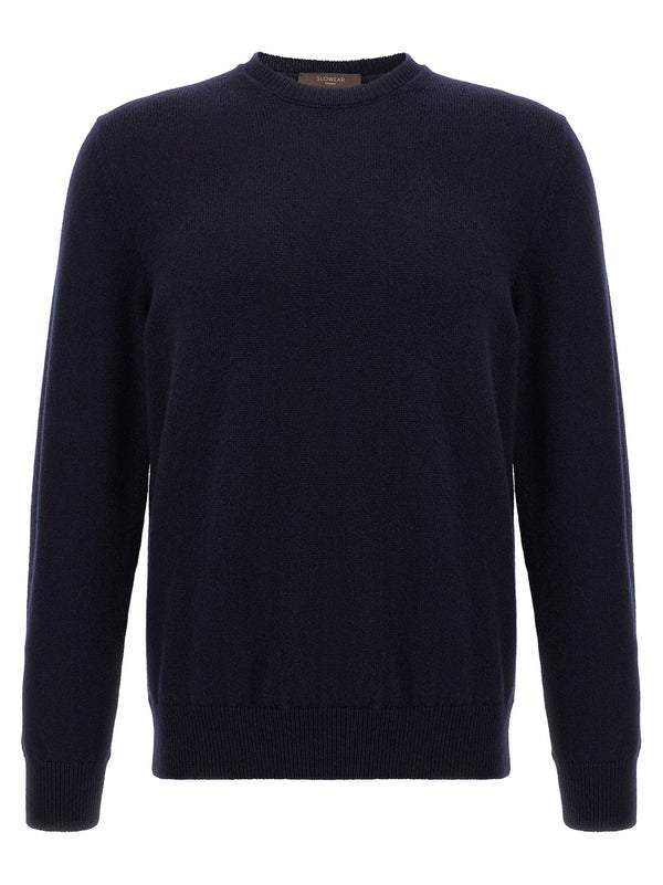 Zanone Virgin Wool Crewneck Sweater — Navy