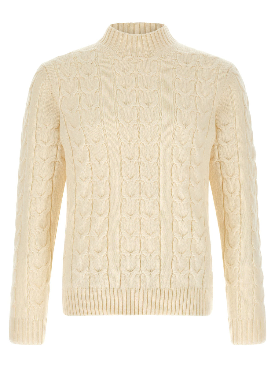 Zanone Braided Cable Knit Sweater — Cream
