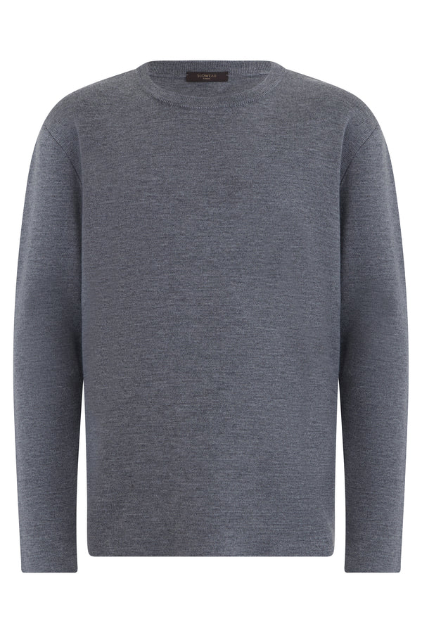 Crewneck Sweater Medium Grey Virgin Wool Sweatshirts