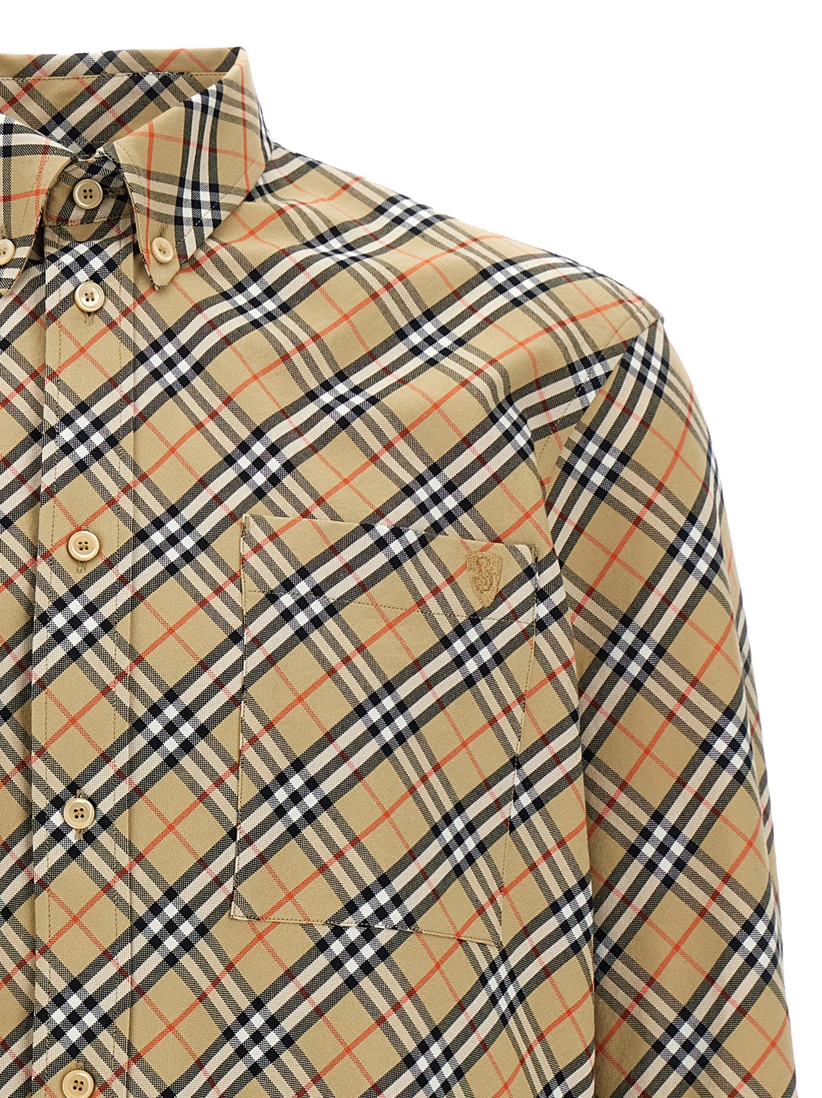 Check shirt Beige Cotton Shirt, Blouse