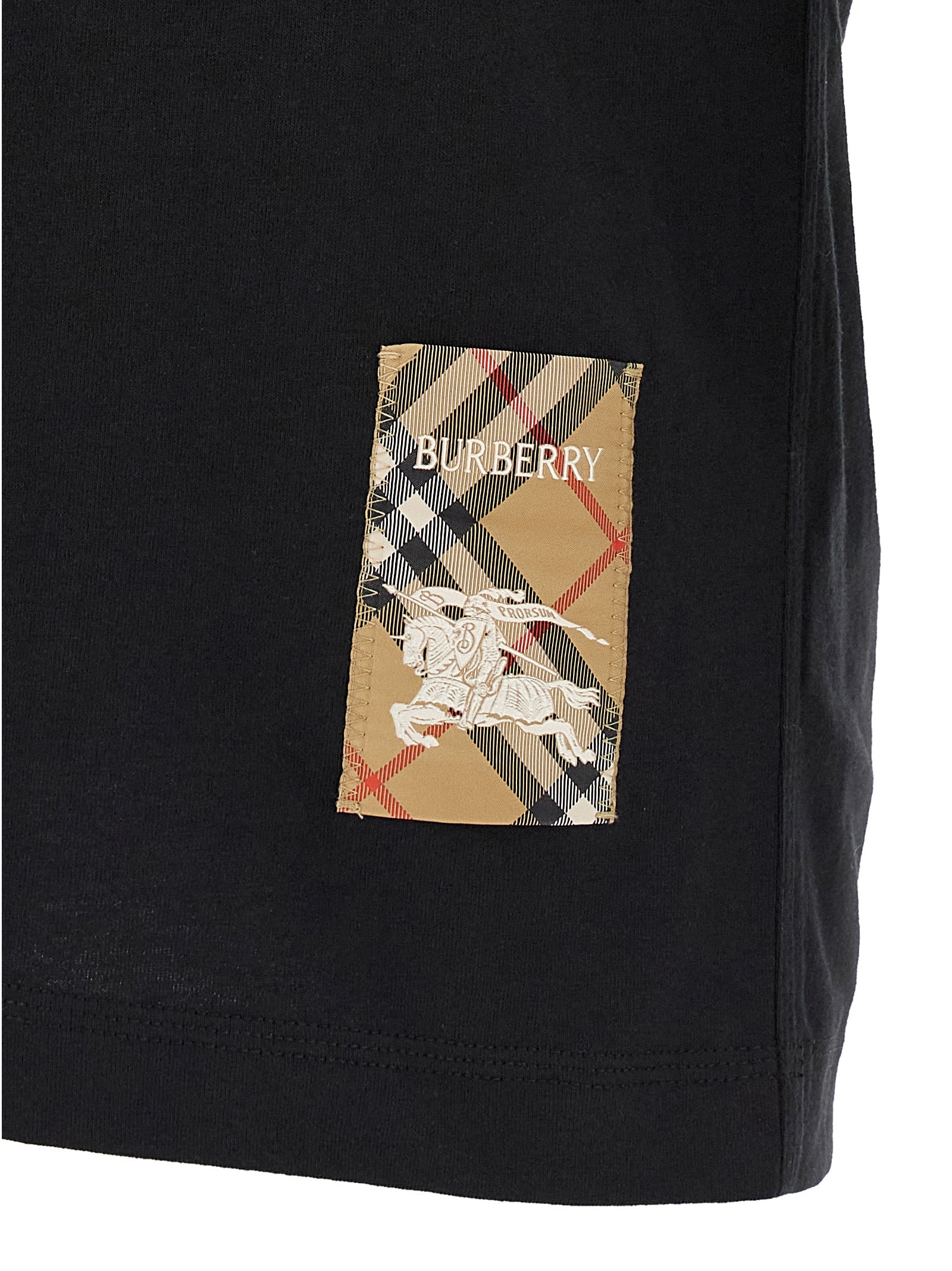 T-shirt patch Burberry Check Black Cotton