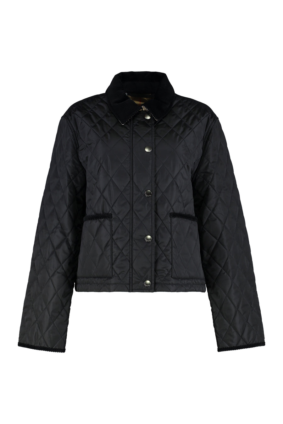 Cropped Nylon Quilted Jacket Black Polyamide Trench & Raincoats