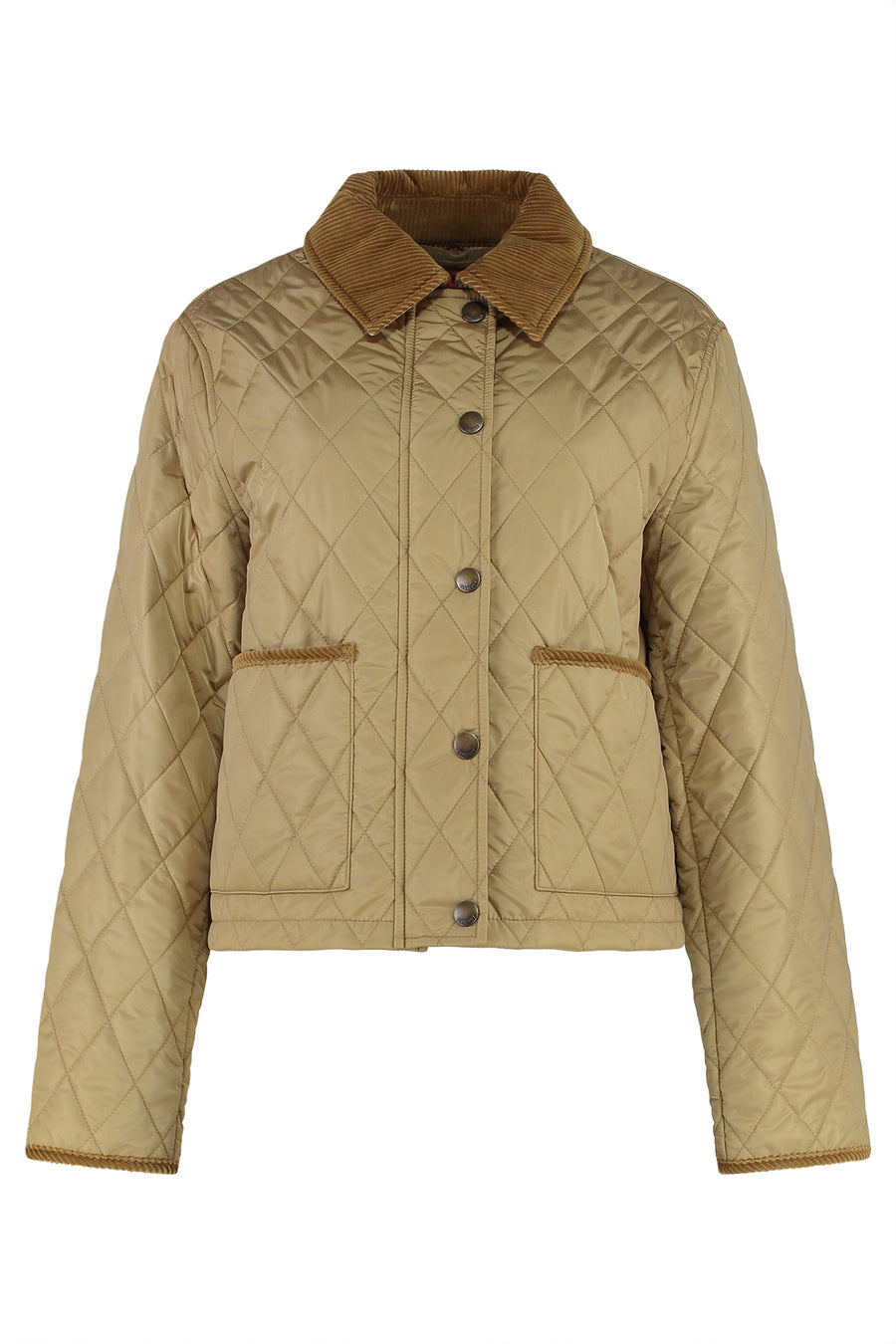 Quilted Jacket With Snaps Beige Polyamide