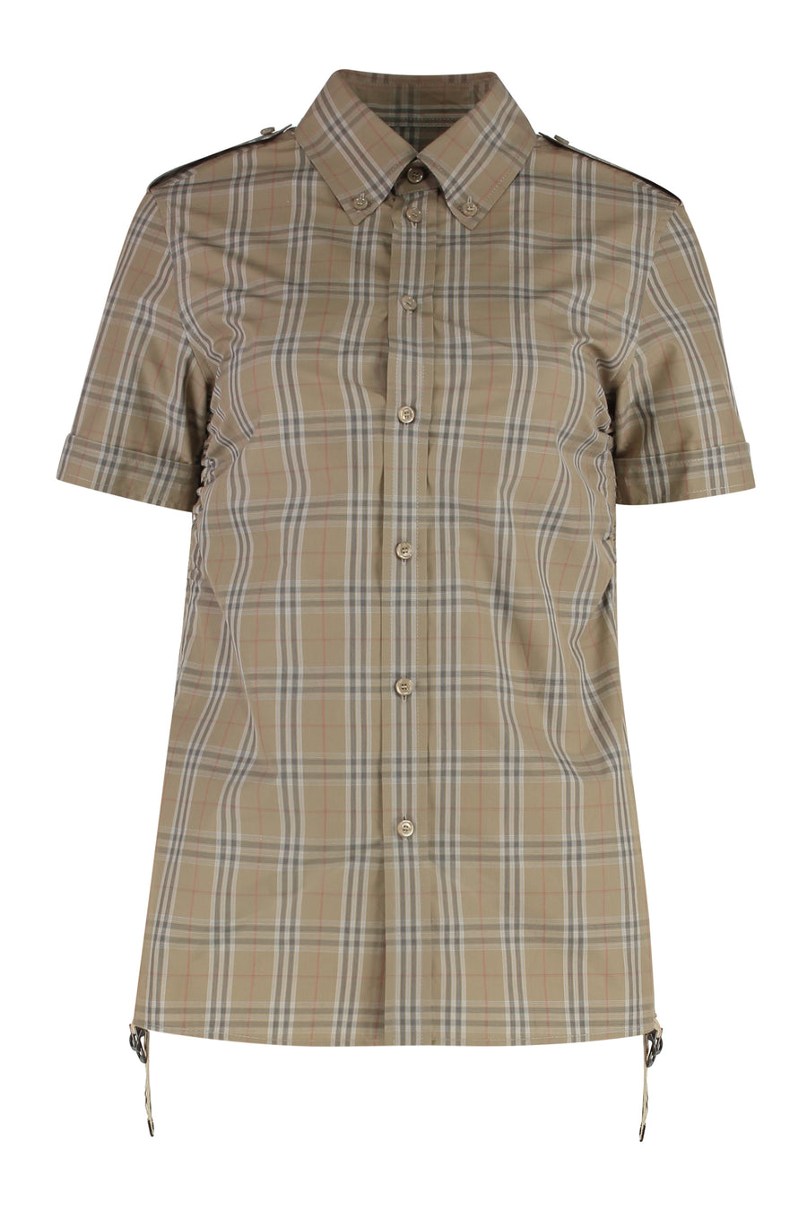 Checked Cotton Shirt Beige