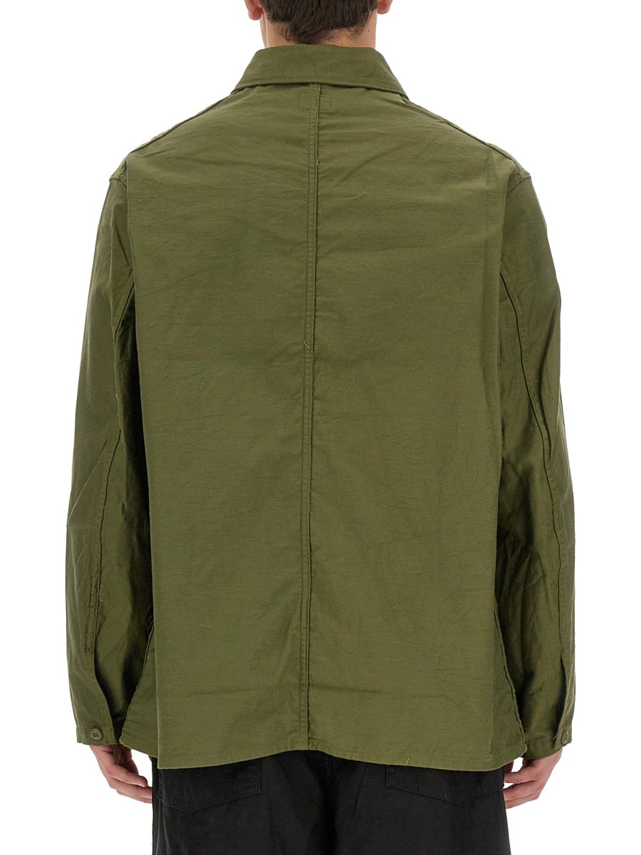 Shirt With Logo Embroidery Green Cotton
