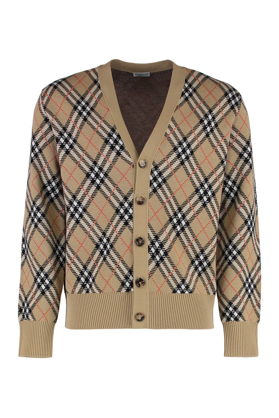 Vintage Check Wool Cardigan Beige Main: Cardigans