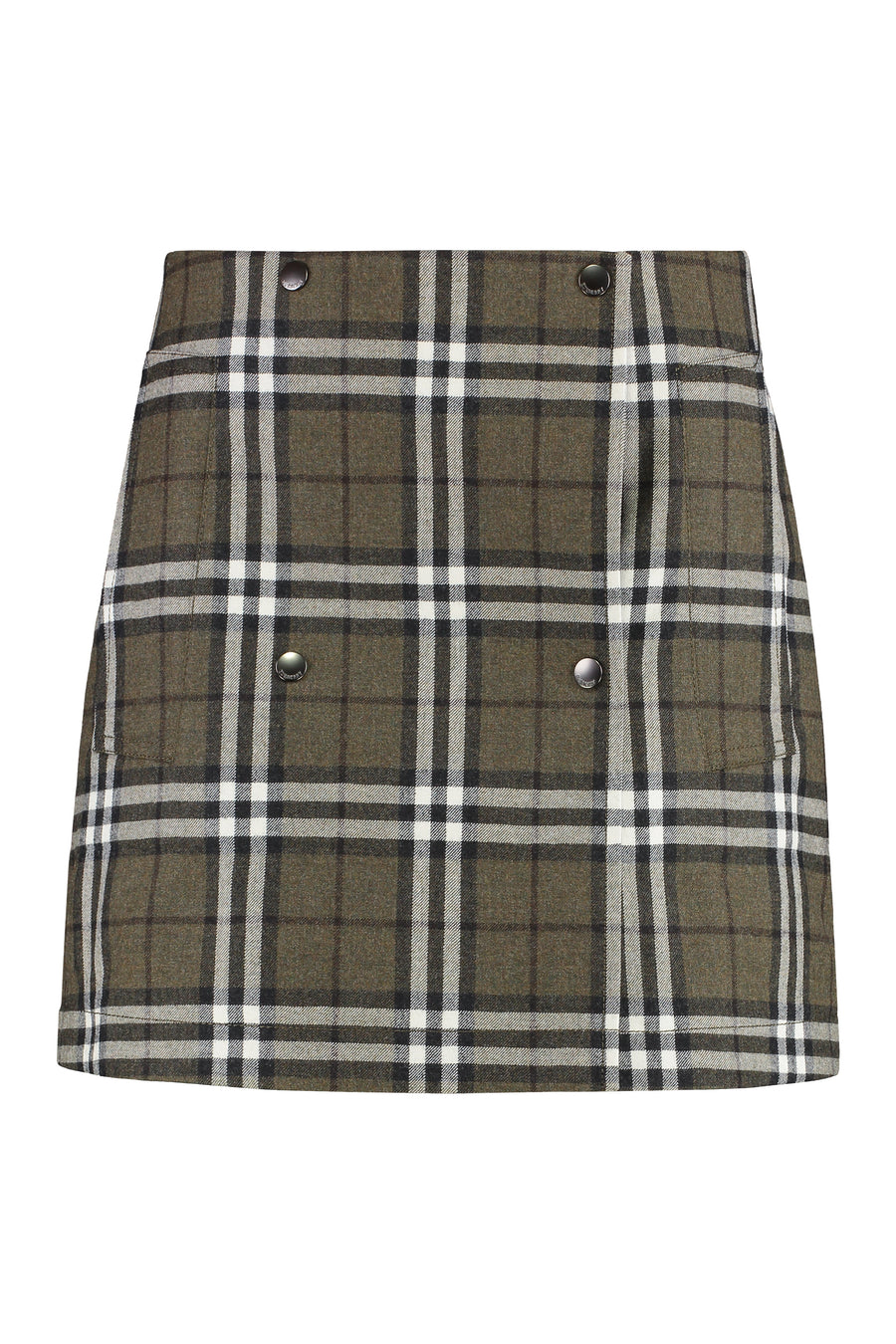 Wool Mini Skirt With Check Motif Green