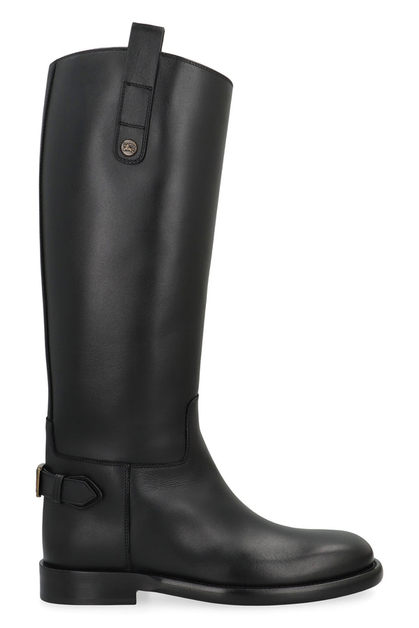 Burberry Cavalier Leather Boots Black Calfskin