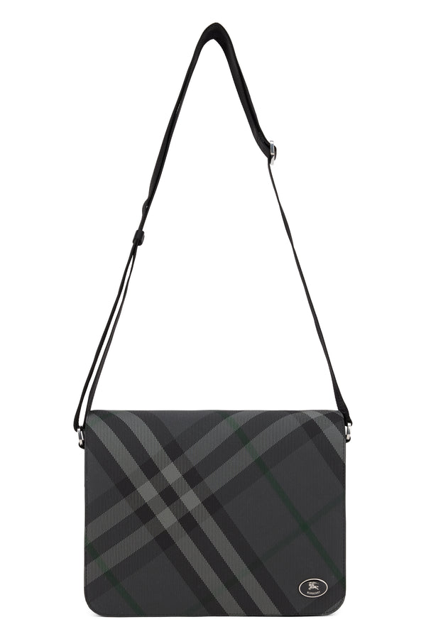 Messenger Bag Grid Grey Polyamide