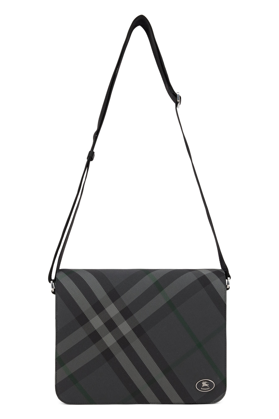Messenger Bag Grid Grey Polyamide