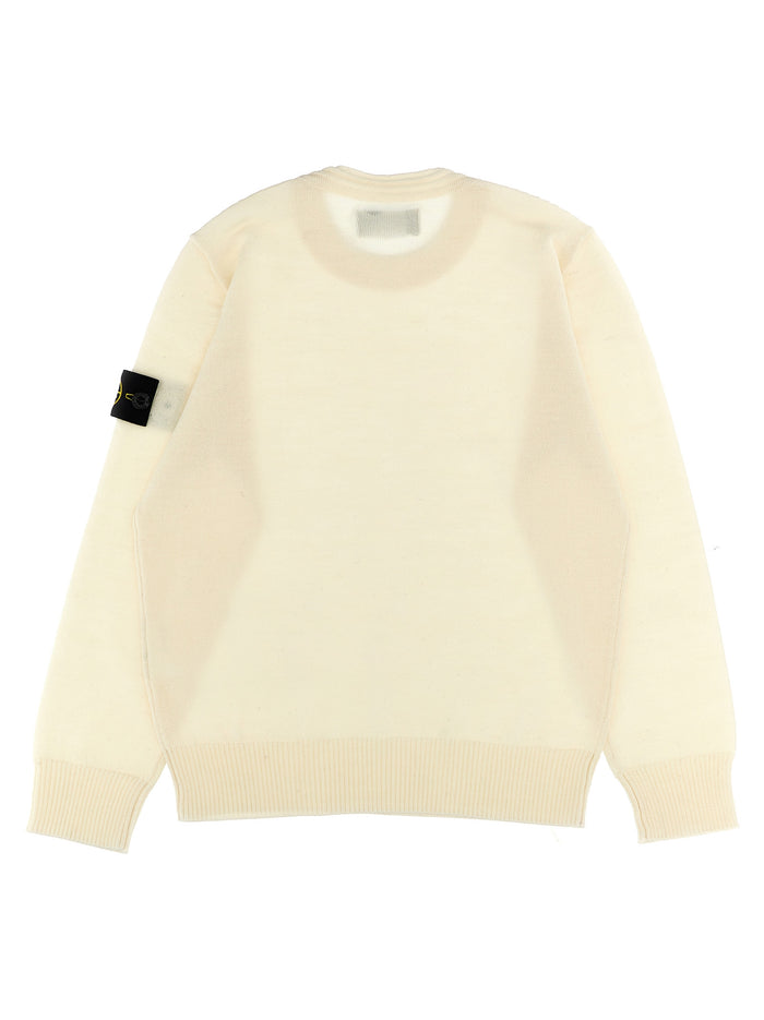 Logo patch sweater White Virgin Wool Sweater, Cardigans