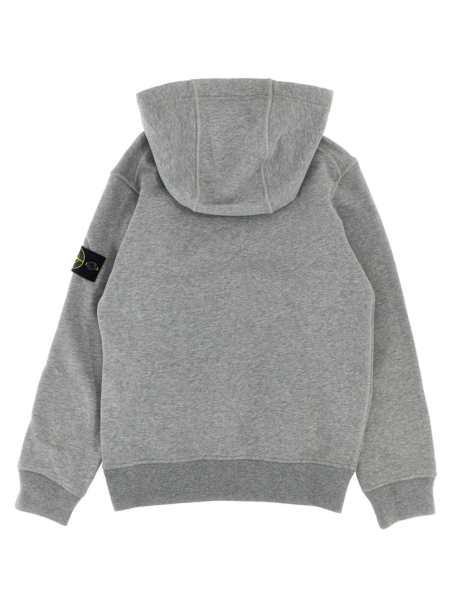 Logo Patch Hoodie Gray Cotton Sweatshirt