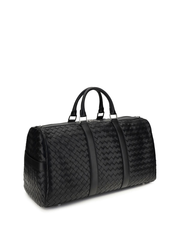 Travel Bag Intrecciato Black-Silver Black/silver Calf Leather Shoulder