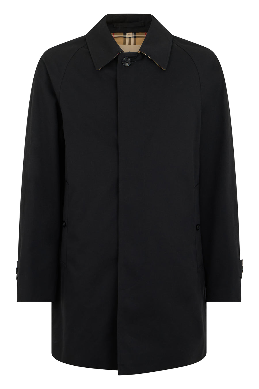 Trench Coat Classic Short Black Cotton