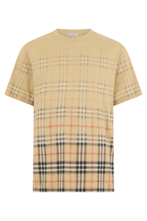 T-Shirt Checked Beige Cotton T-shirts