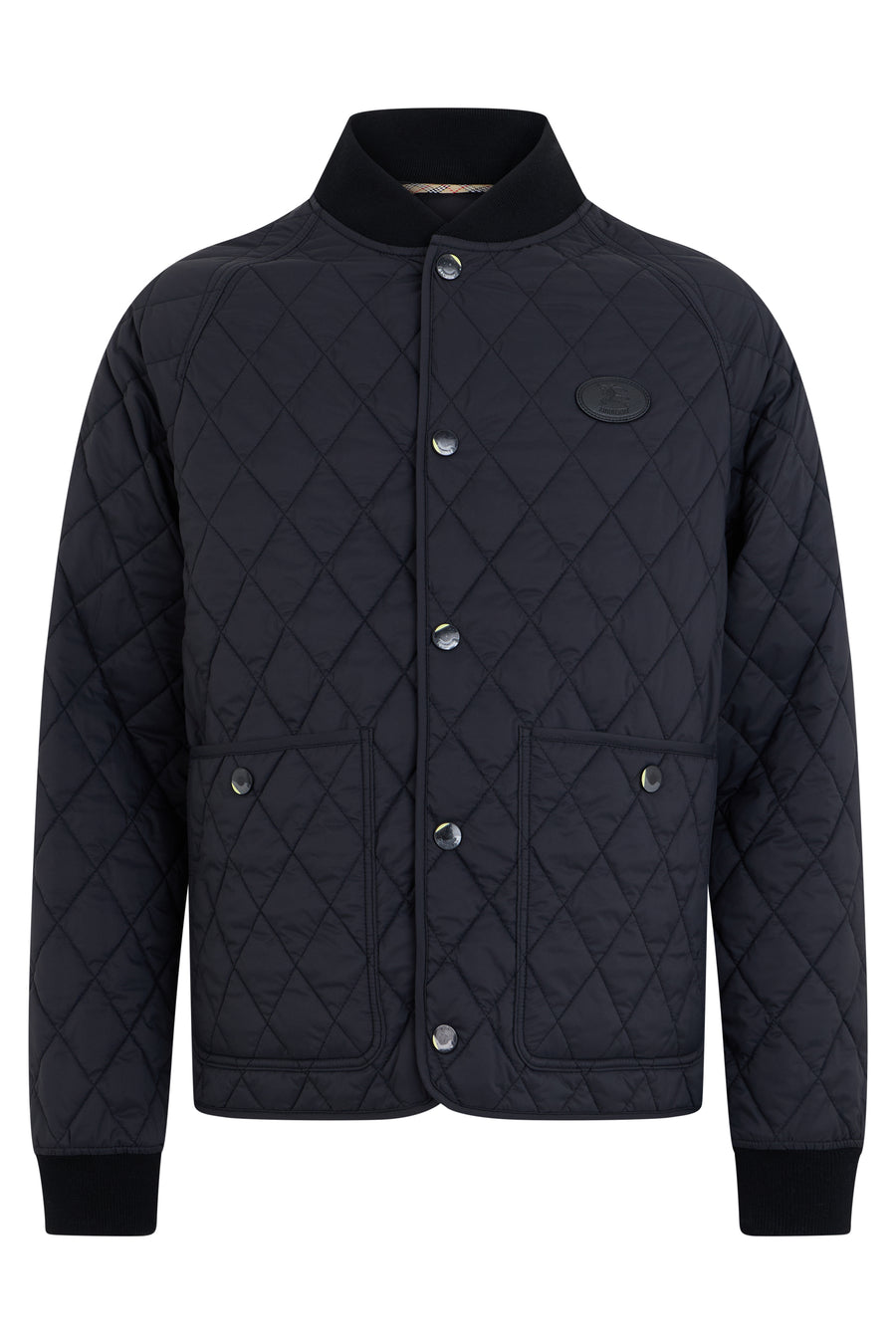 Quilted Button-Front Jacket Black Polyamide Bomber