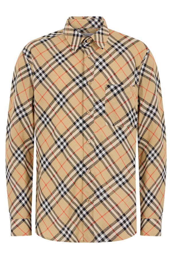 Shirt Checked Linen Beige