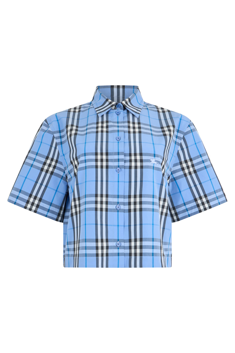 Short-Sleeve Cotton Shirt Light Blue