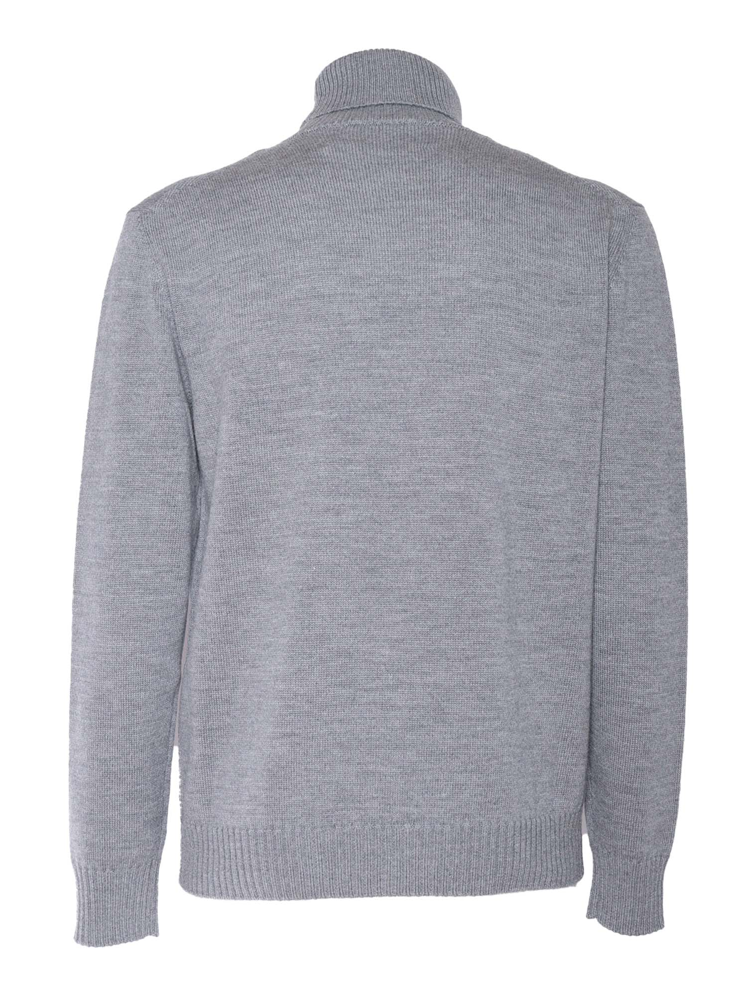 T Neck Pullover Grey Wool Turtleneck